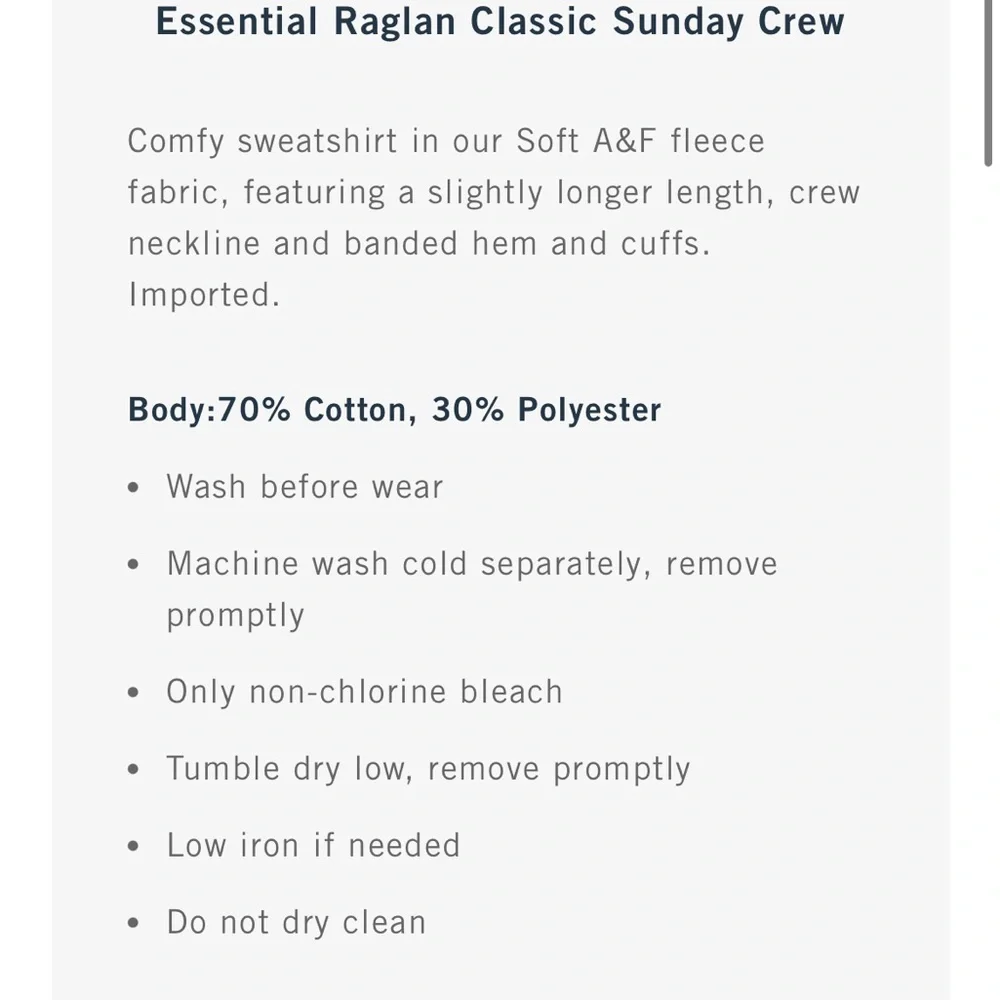 Abercrombie & Fitch Essential Raglan Classic Sunday Crew - Picture 9 of 9
